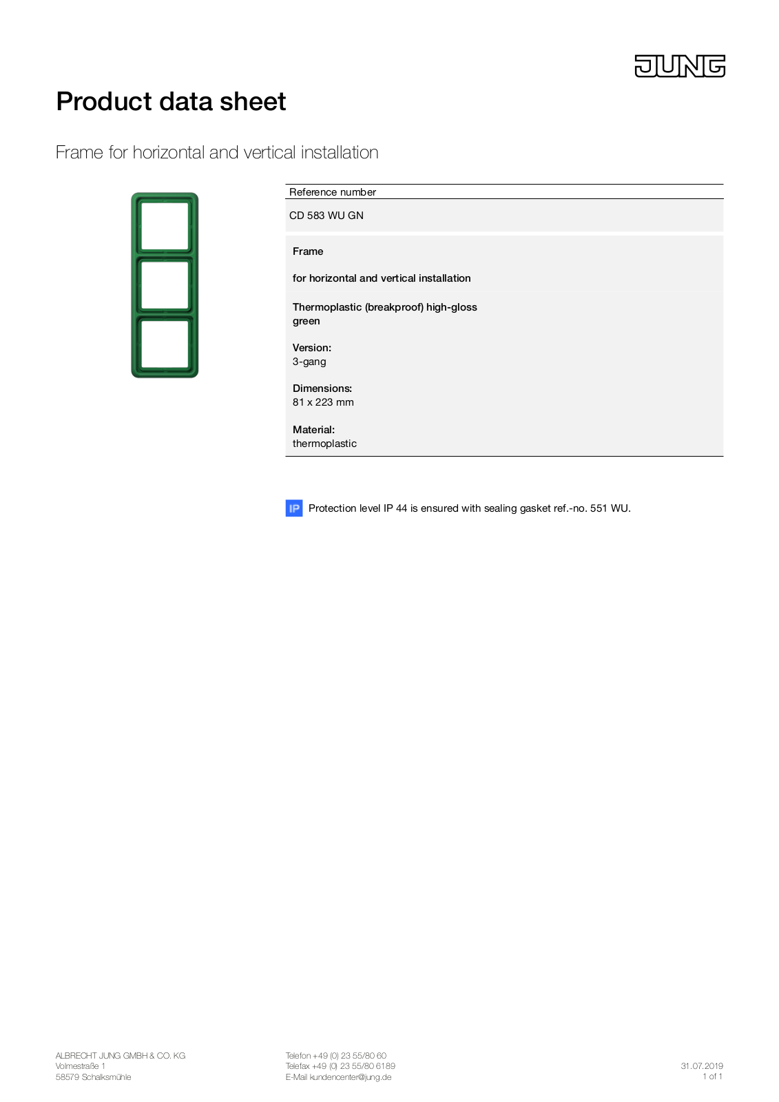 Jung CD 583 WU GN User Manual