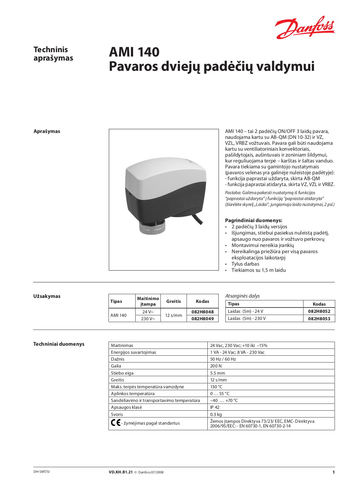 Danfoss AMI 140 Data sheet