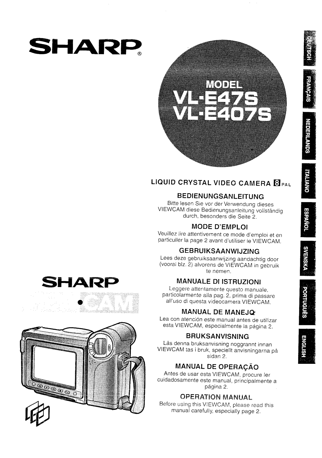 Sharp VL-E47S, VL-E407S User Manual