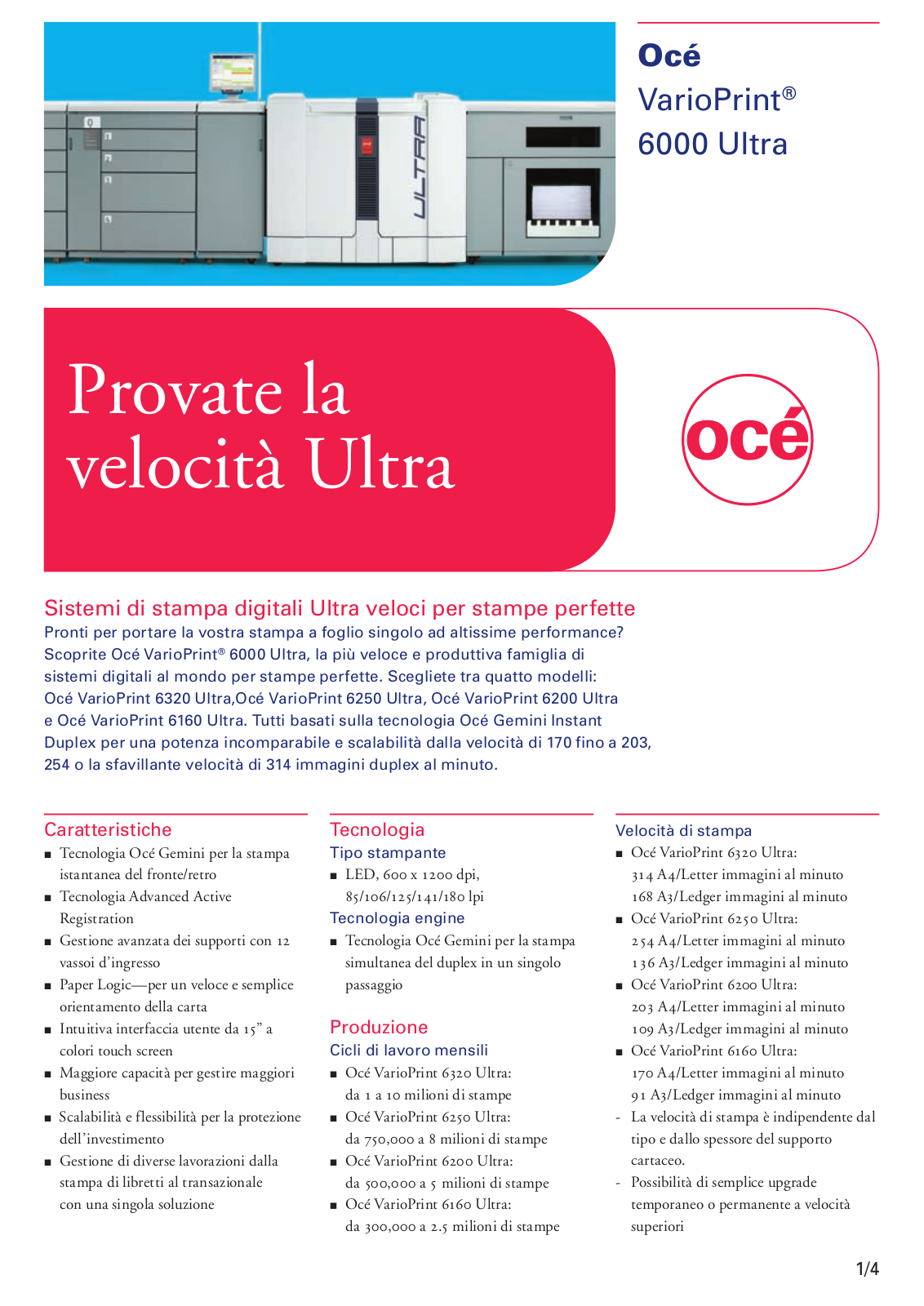 Canon OCE VARIOPRINT 6000 ULTRA LINE BROCHURE