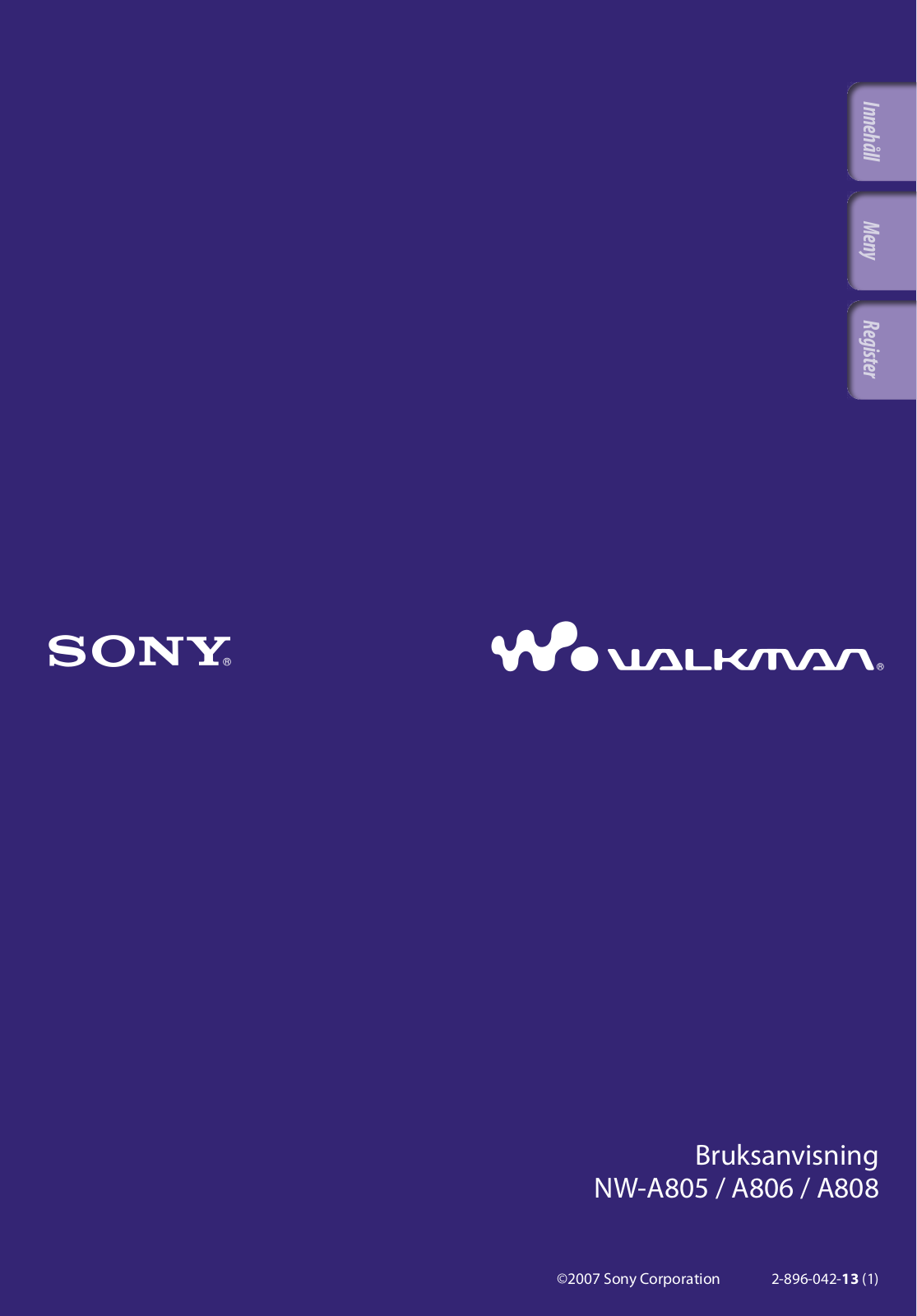 Sony NW-A805, NW-A808 User Manual