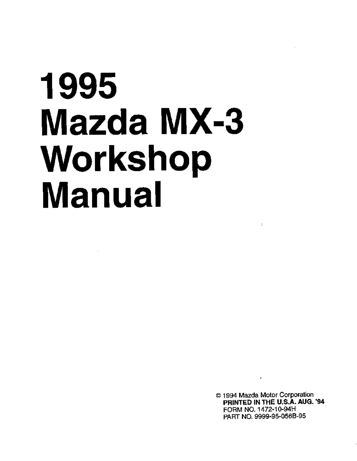 Mazda MX-3  1995 User Manual