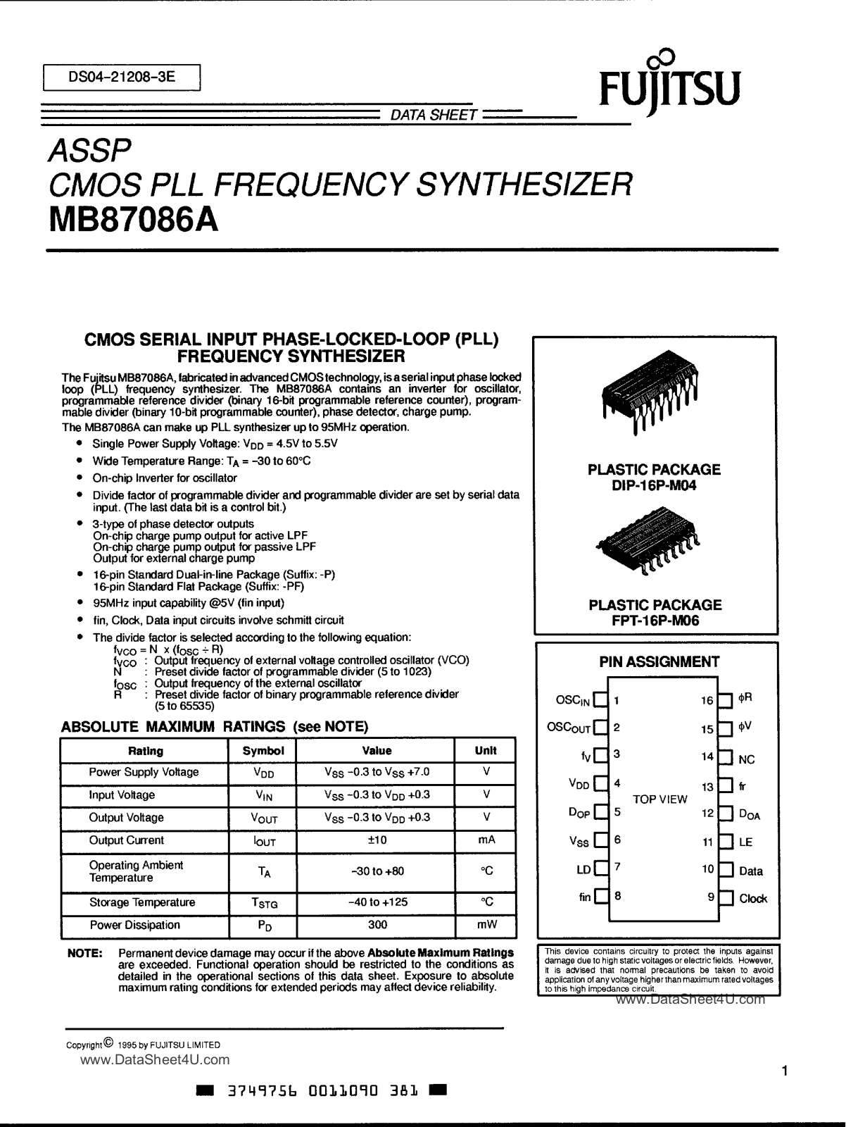 Datasheets MB87086A Datasheet - ManualMachine.com