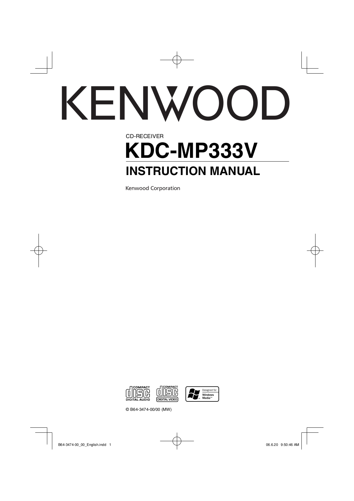 Kenwood KDC-MP333V User Manual