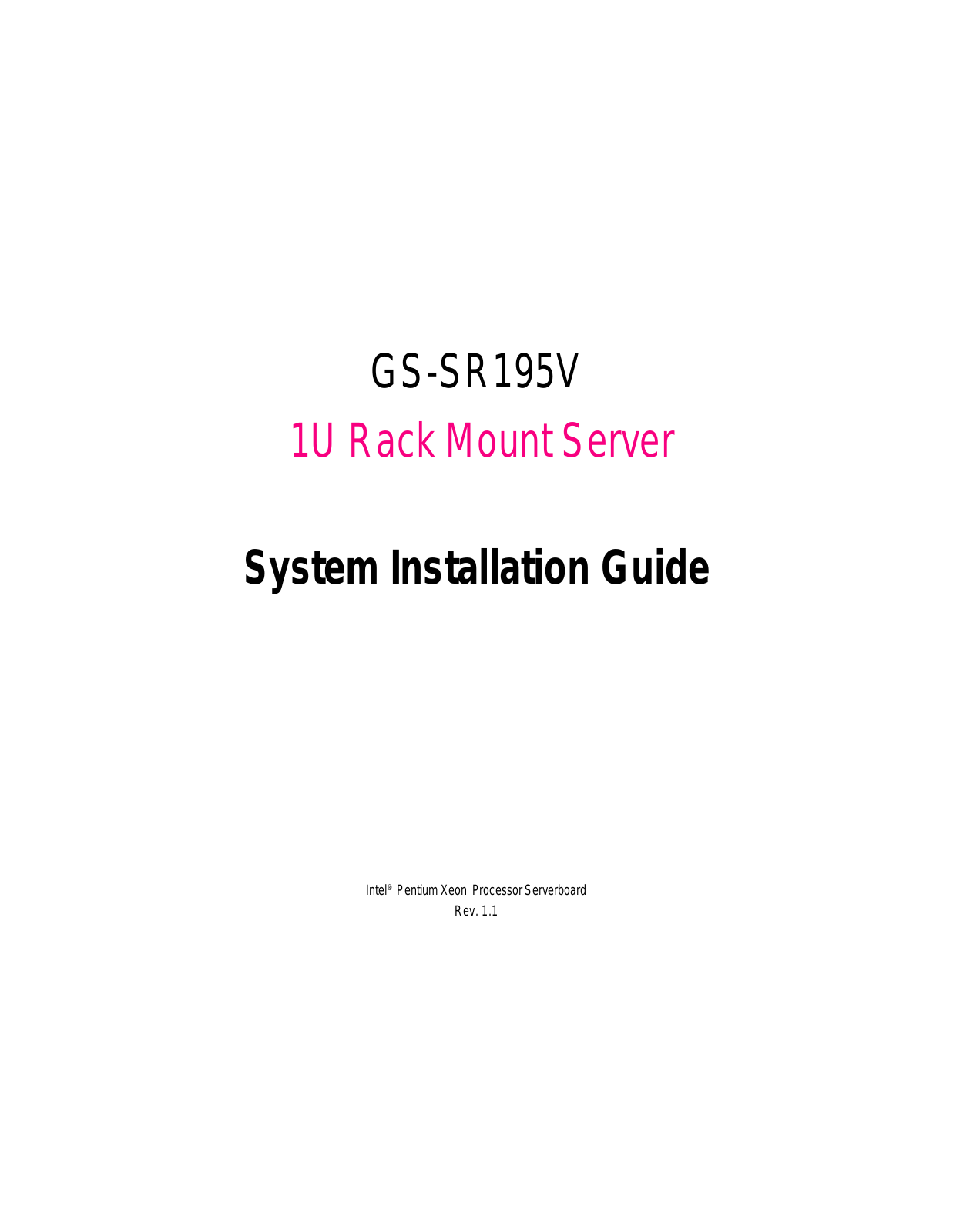 Intel GS-SR195V User Manual