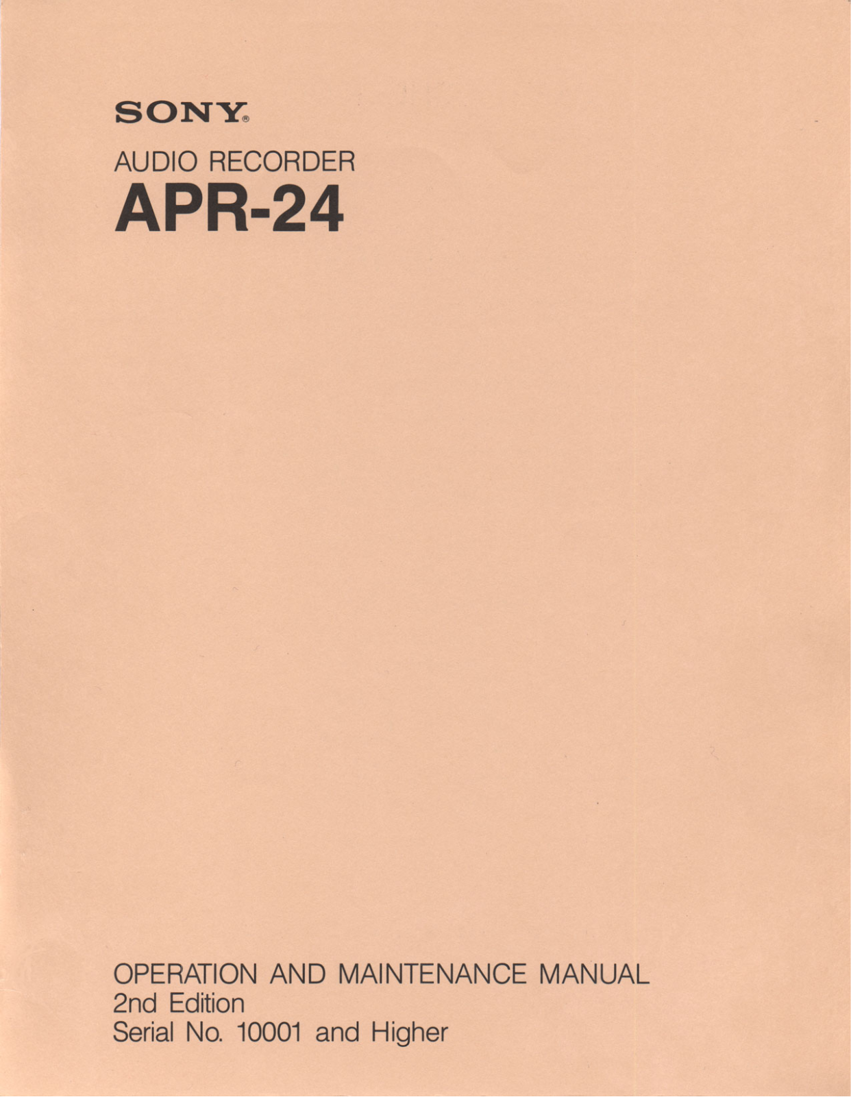 Sony APR-24 Owners manual