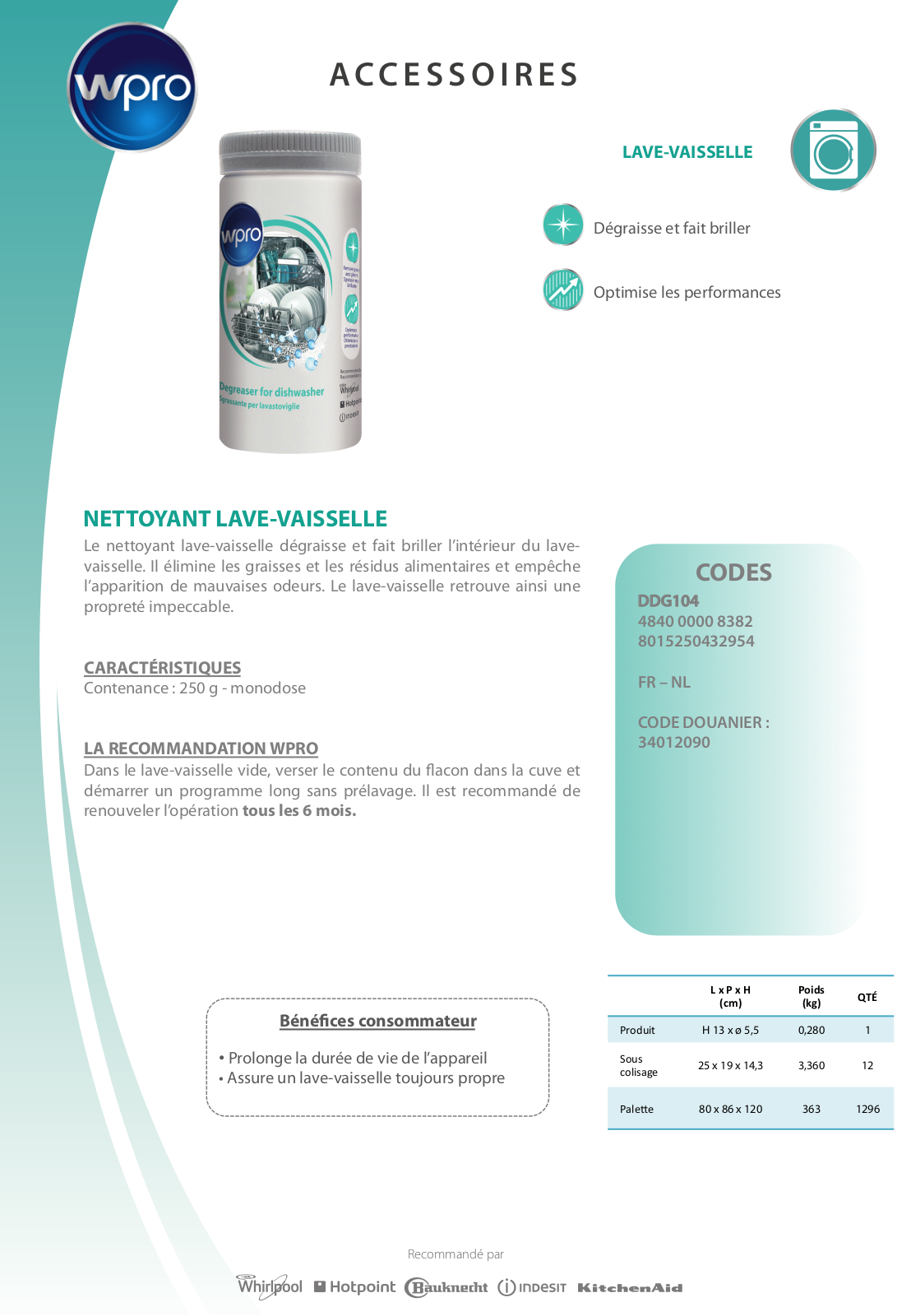 Wpro DDG104 product sheet - ManualMachine.com