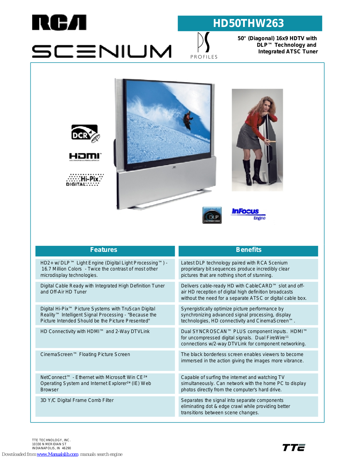 RCA Scenium HD50THW263 Technical Specifications