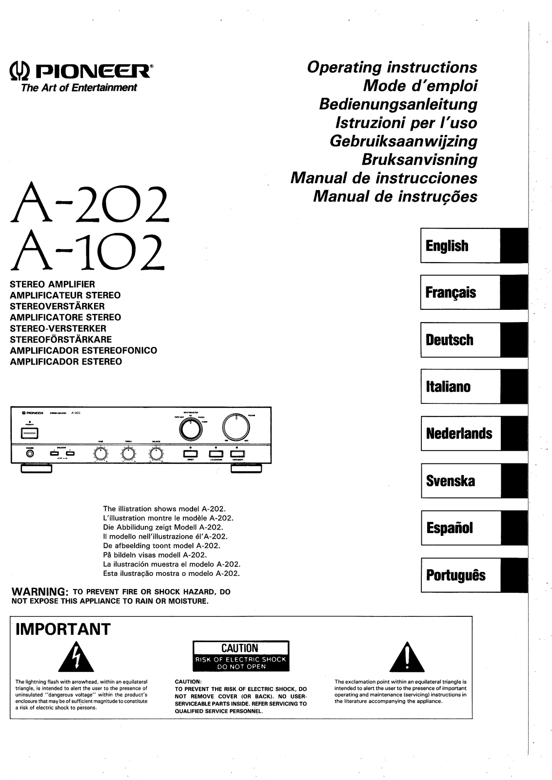 Pioneer A-202 Owners manual