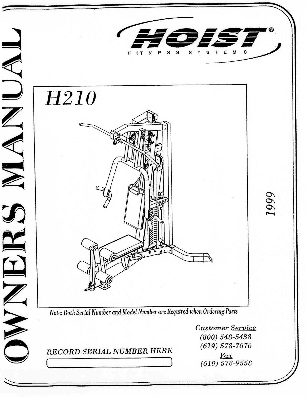 Hoist Fitness H210 User Manual