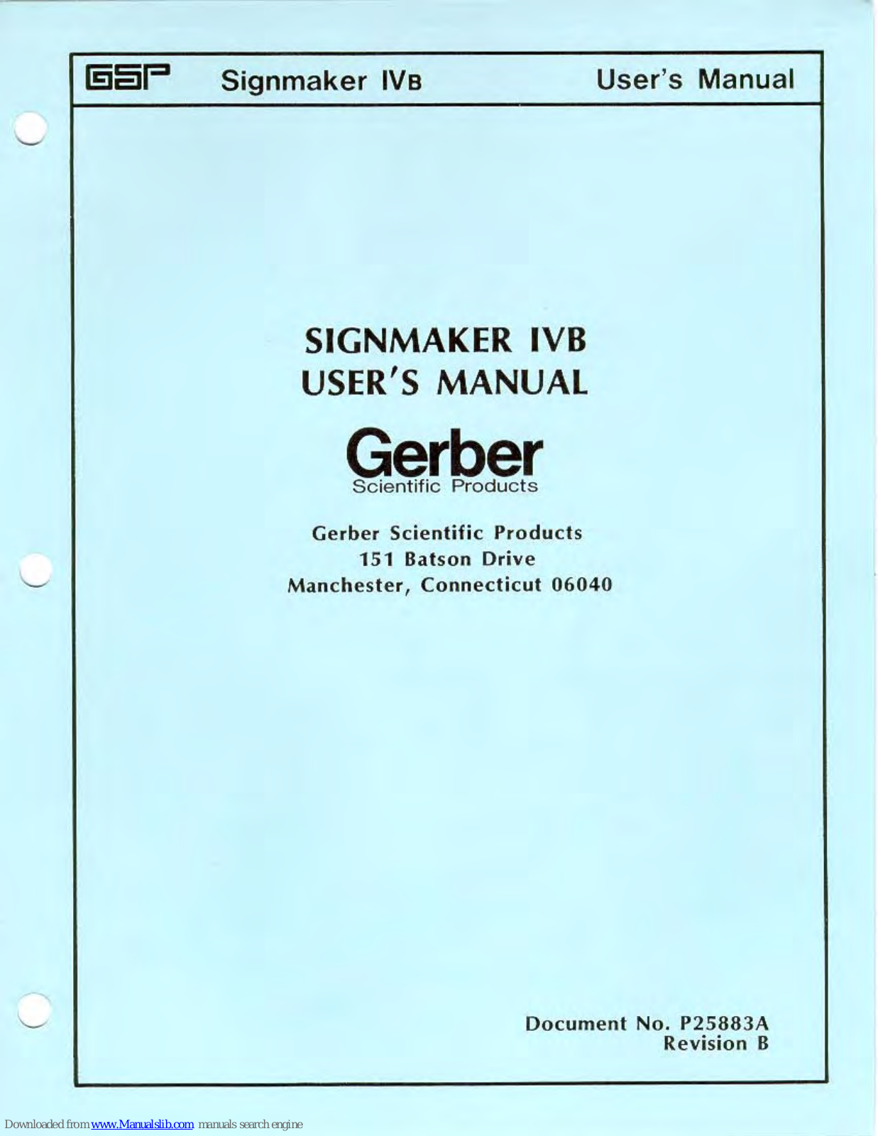 Gerber Signmaker IVB User Manual