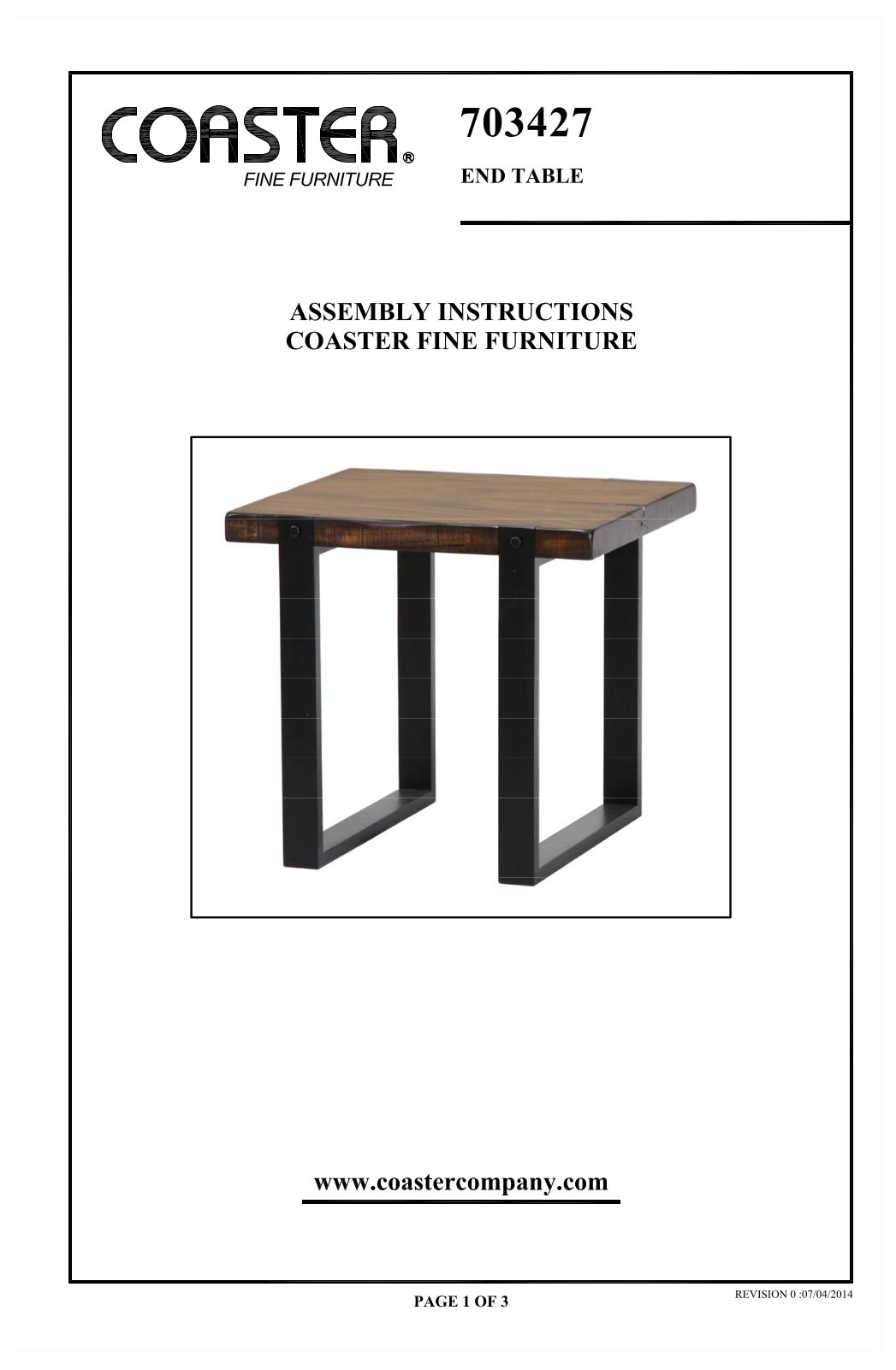 Coaster 703427 Assembly Guide - ManualMachine.com