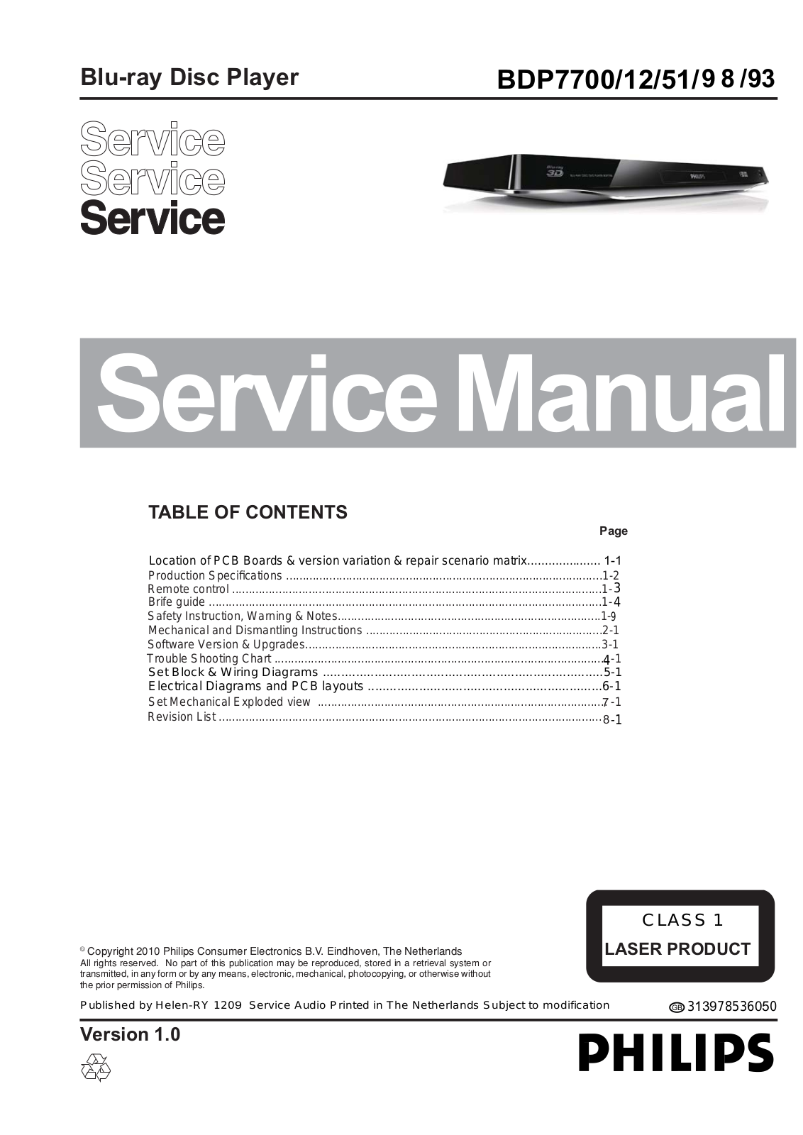 Philips BDP-7700 Service Manual