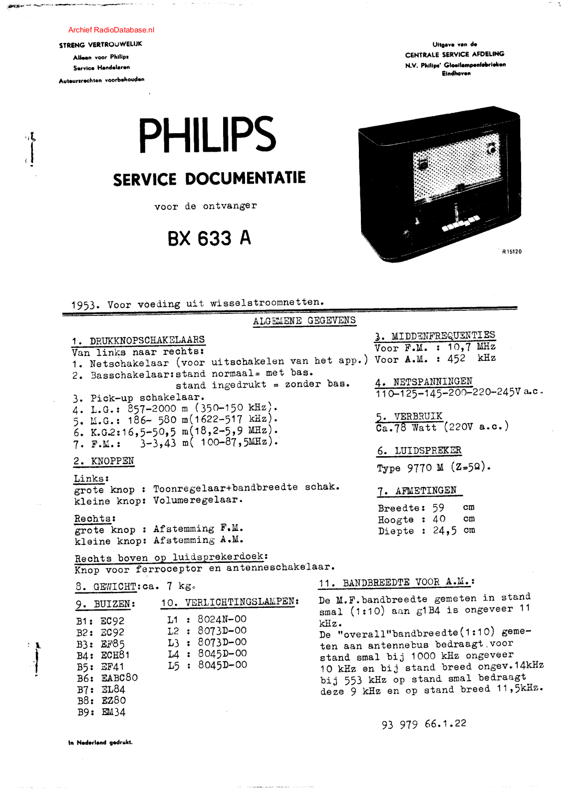 Philips BX633A Schematic