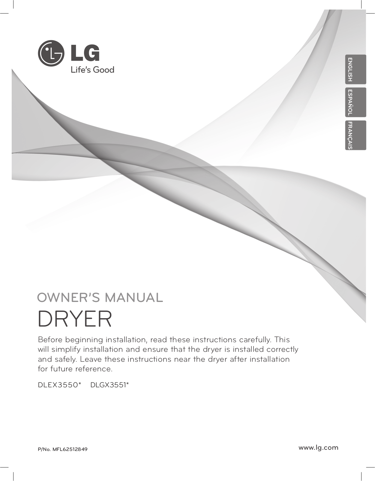 LG DLEX3550V Owner’s Manual