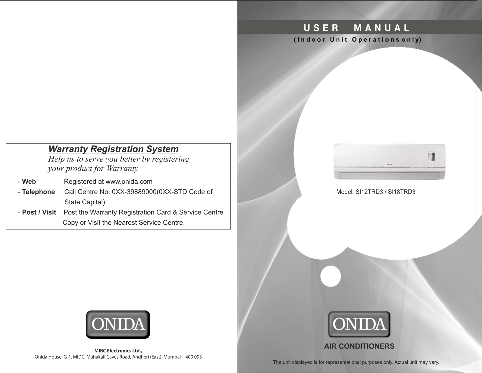 Onida SI18TRD3, SI12TRD3 User Manual