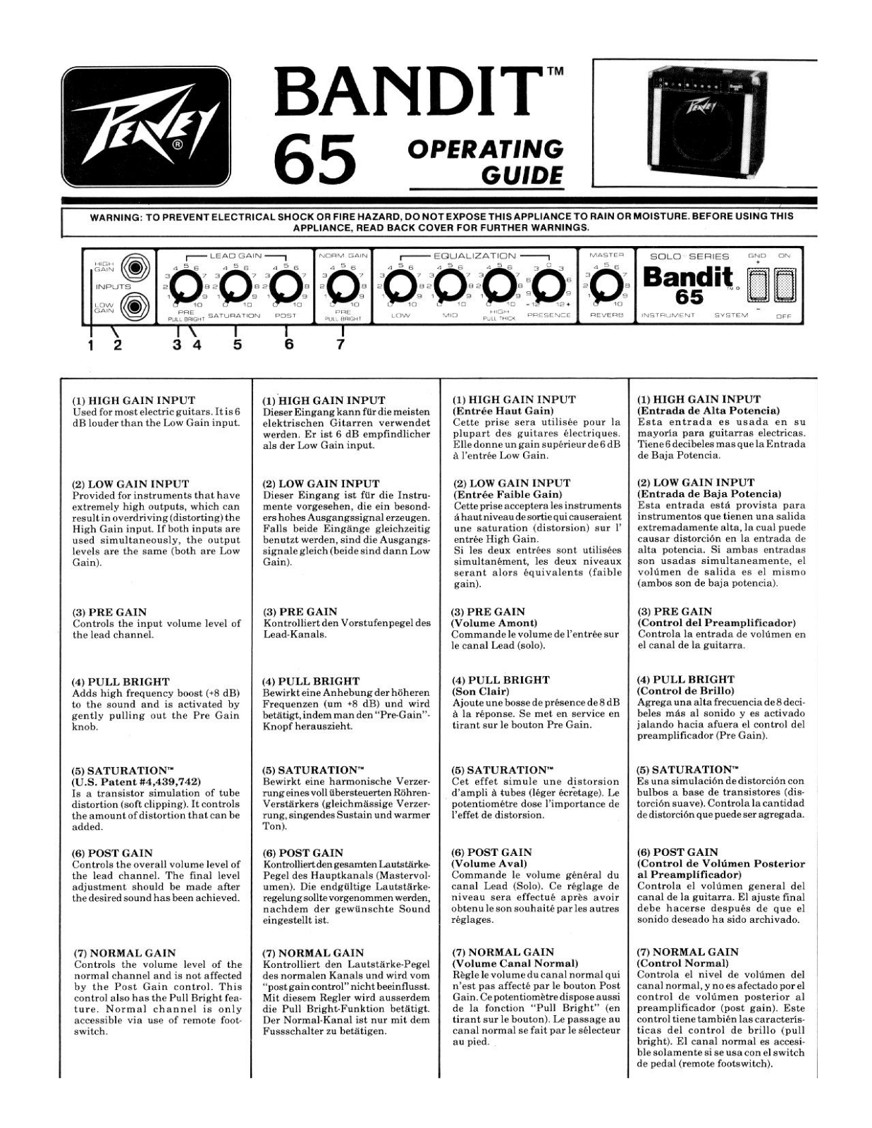 PEAVEY BANDIT 65 User Manual