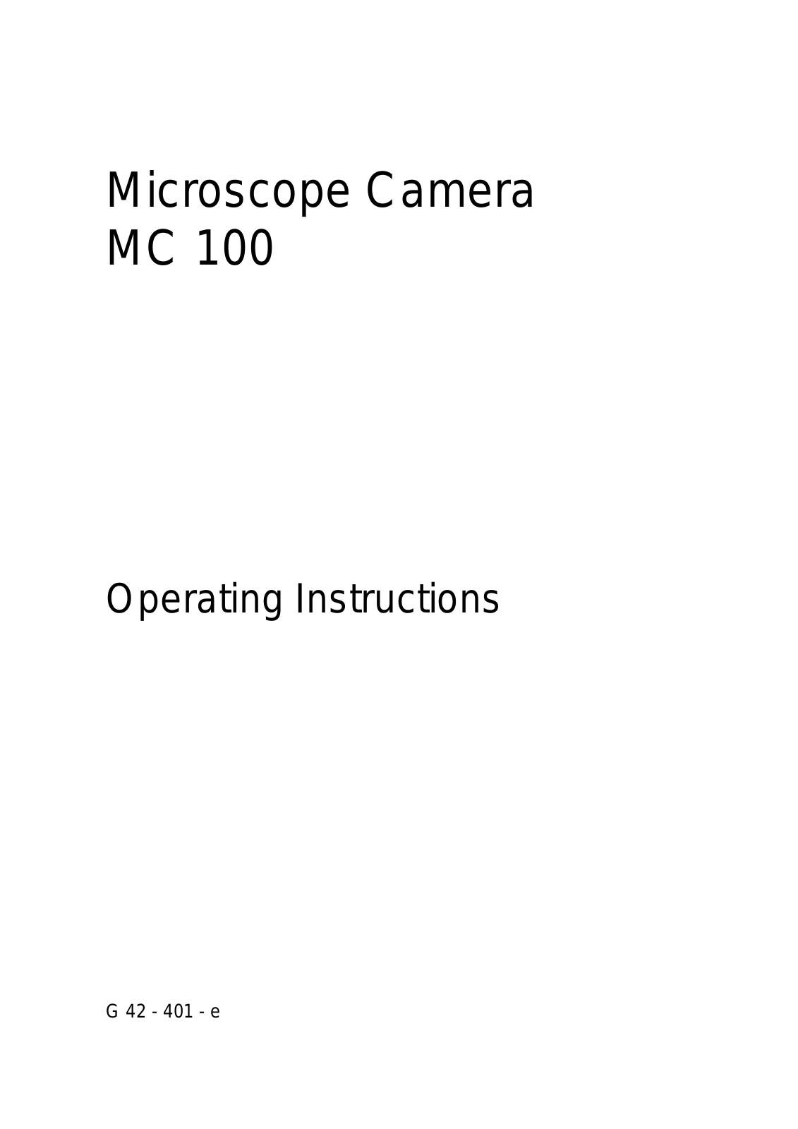 Zeiss MC 100 Operating Manual