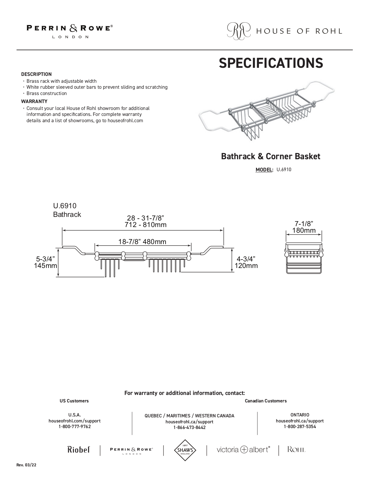 Perrin & Rowe PRWE1481 Specifications - ManualMachine.com