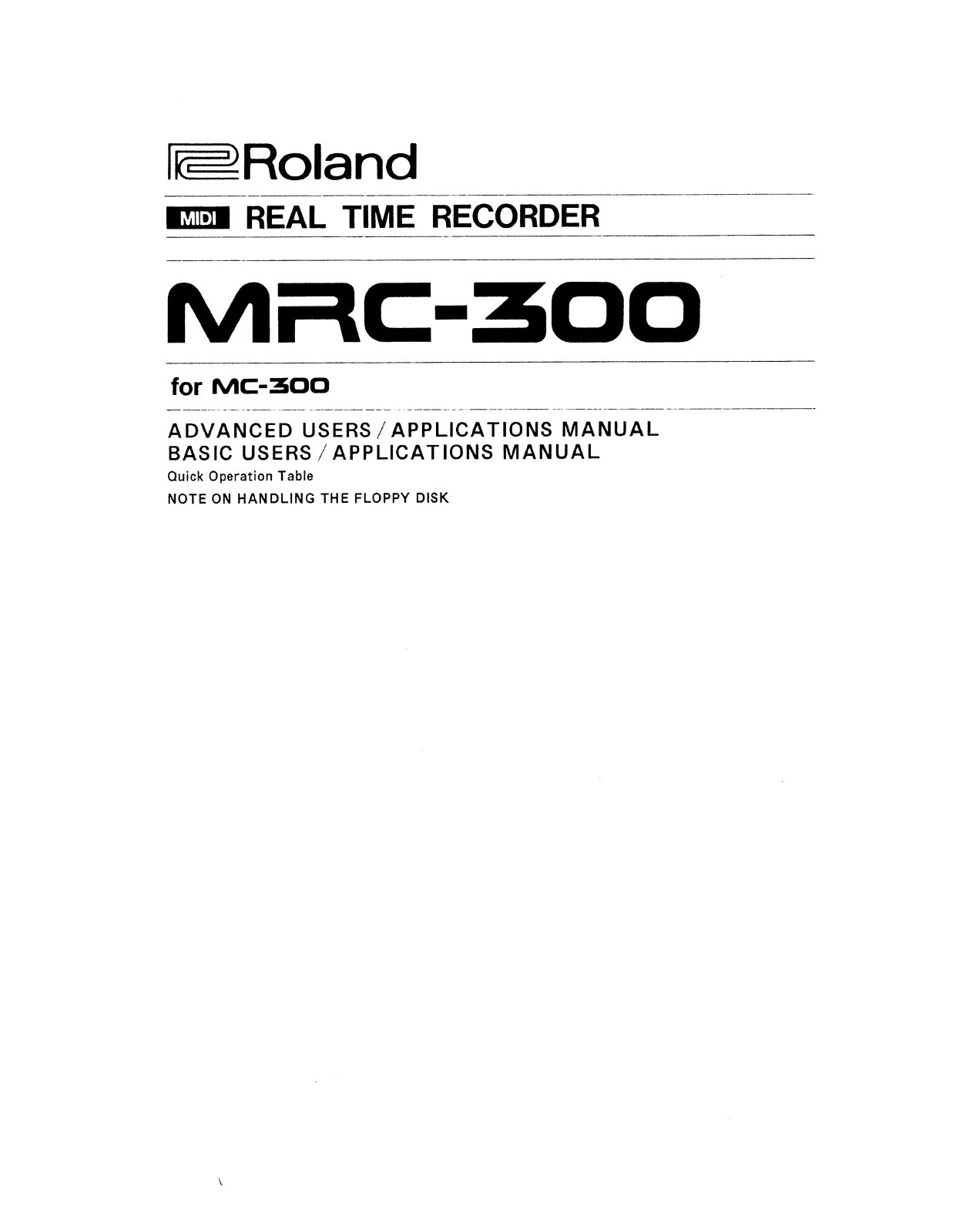 Roland MRC 300 Service Manual