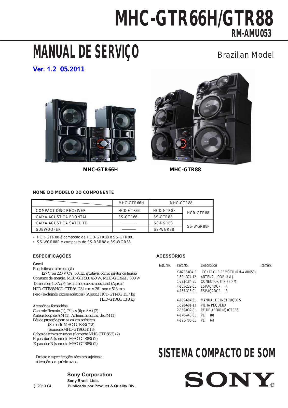 Sony MHC-GTR66H, MHC-GTR88 Schematic