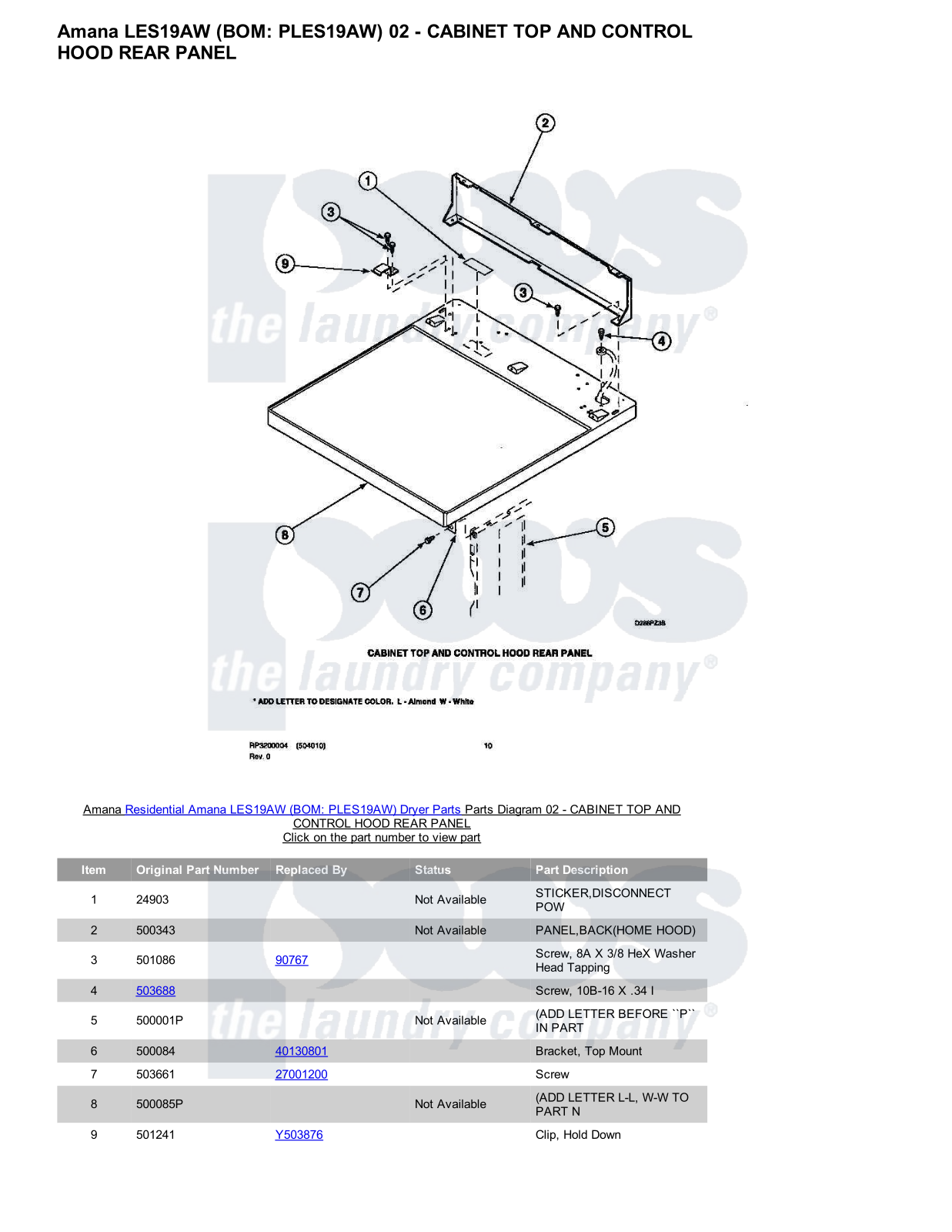 Amana LES19AW Parts Diagram