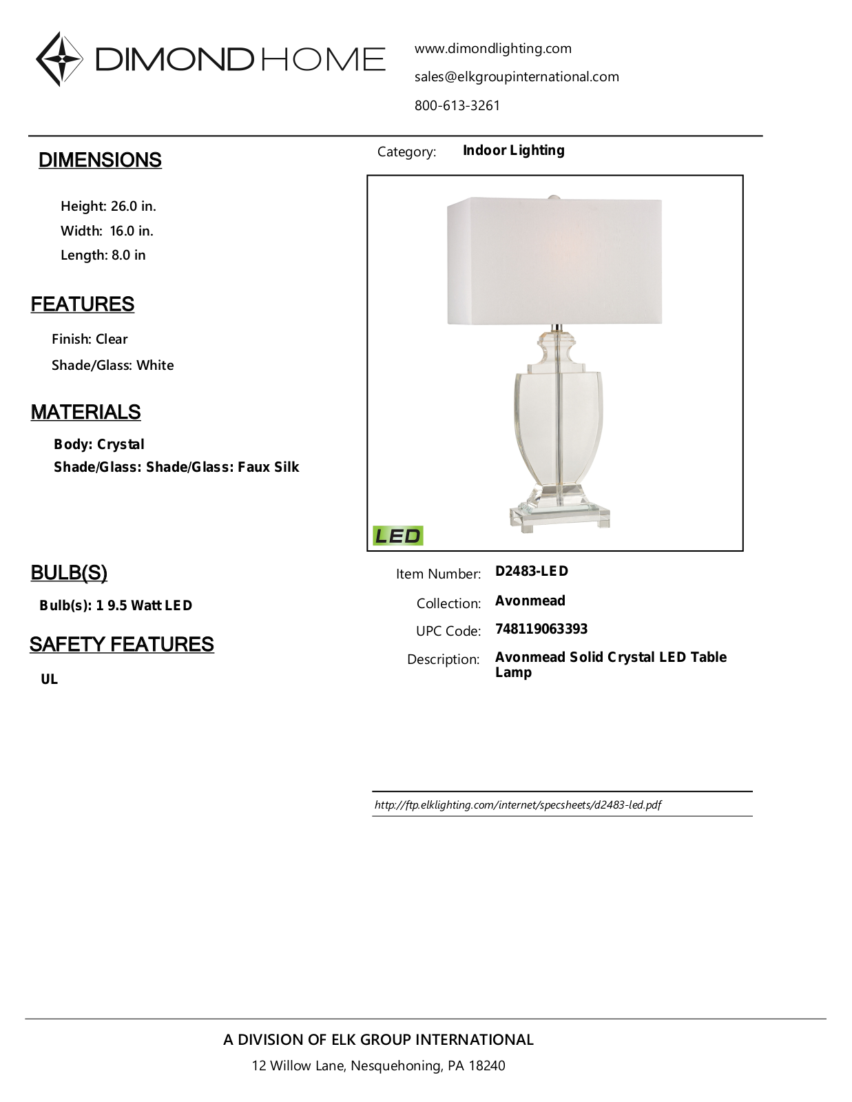 ELK Home D2483LED User Manual