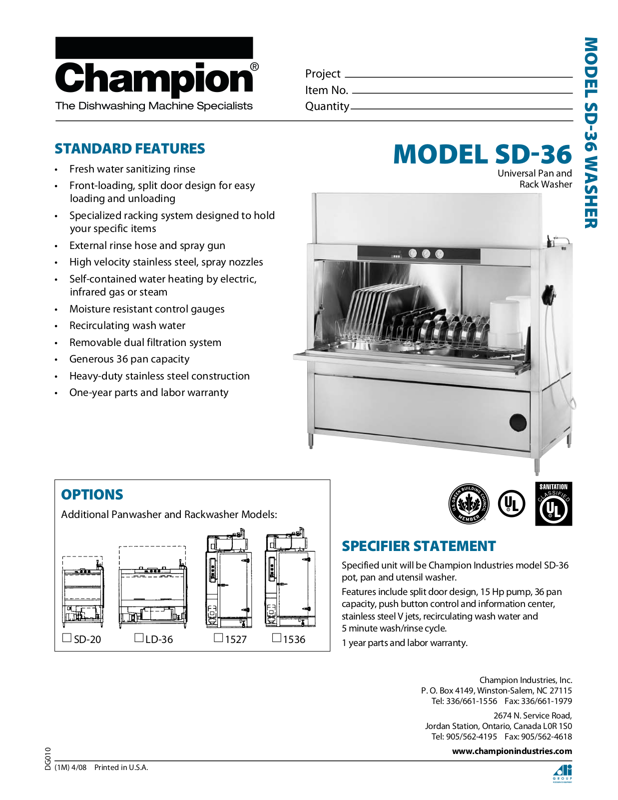 Champion SD-36 User Manual