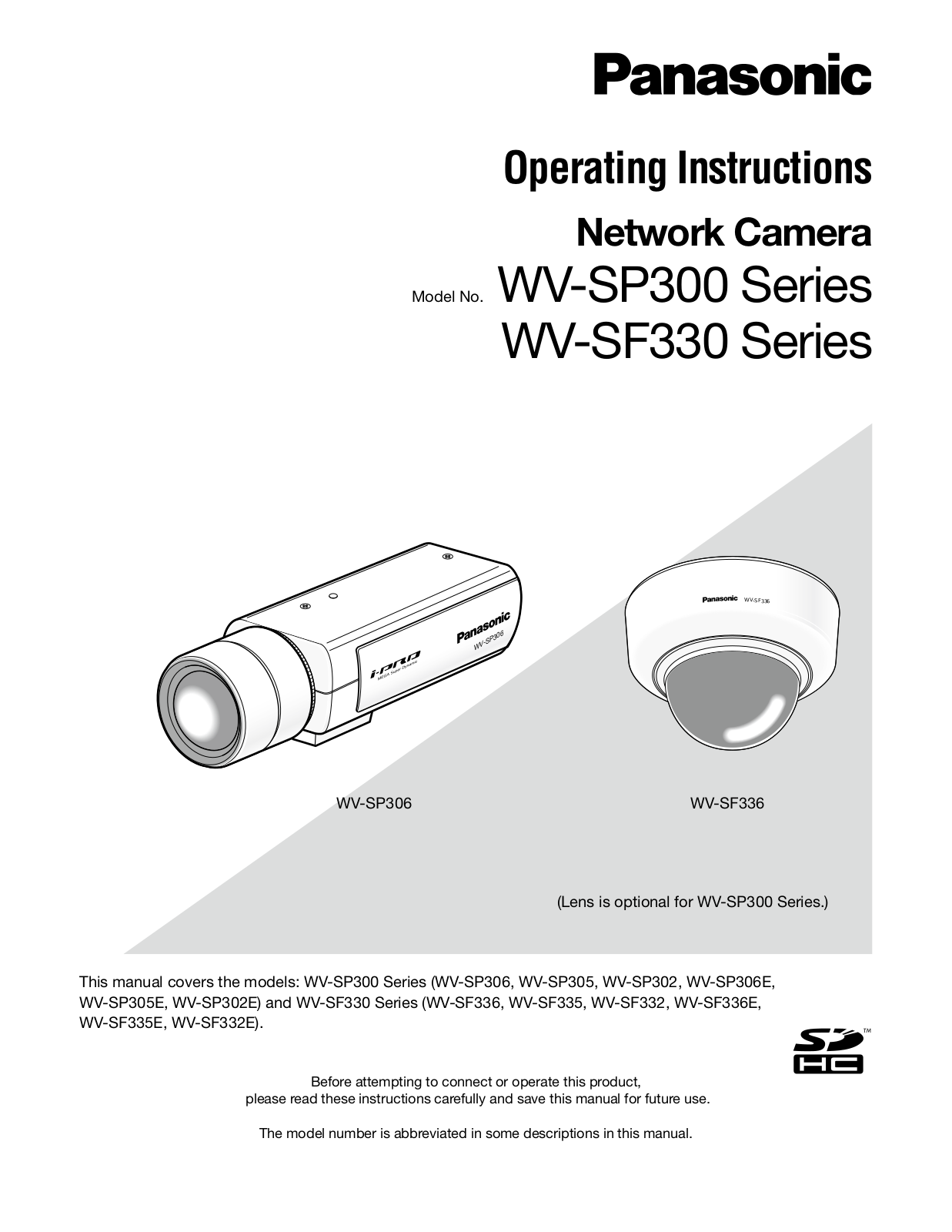 Panasonic wv-sw302 Operation Manual