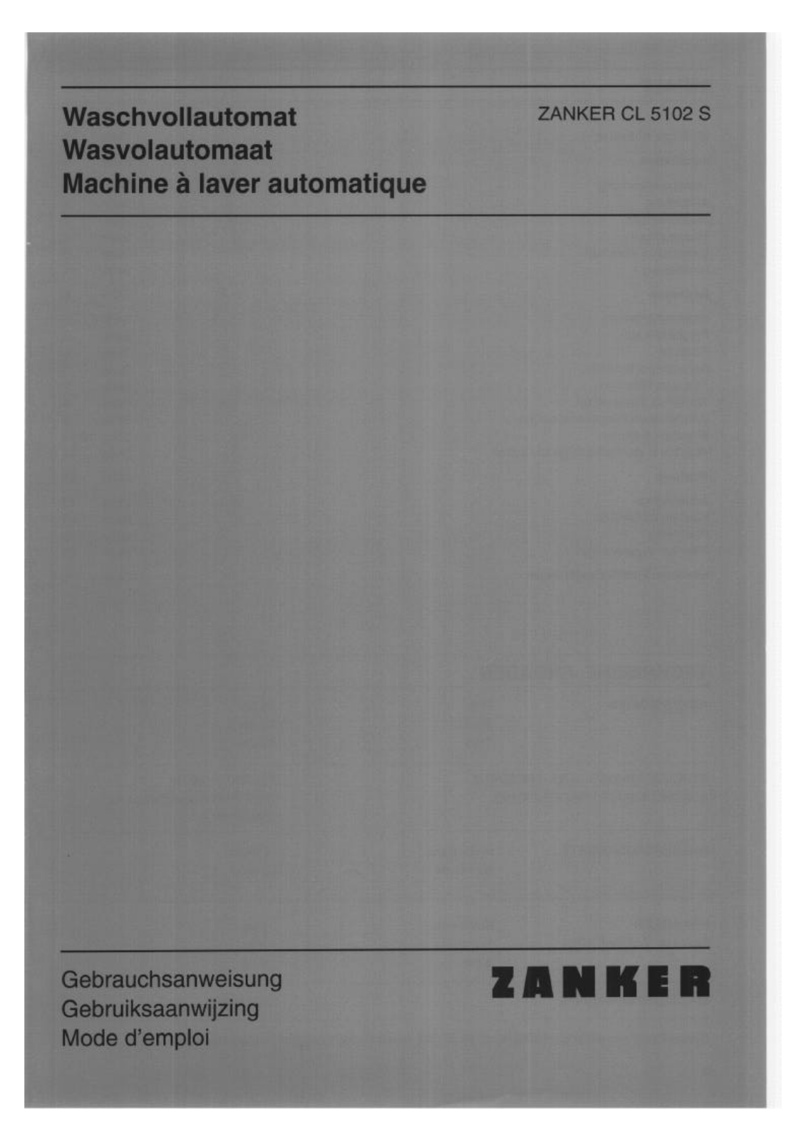 Zanker CL5102S Operating Manual