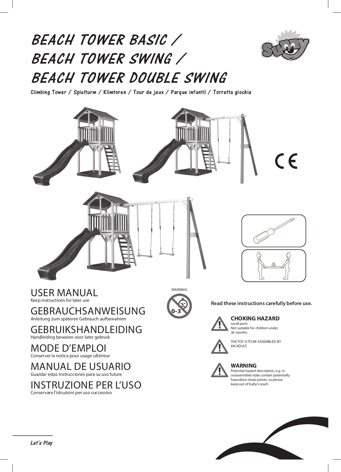 Sunny Beach Tower Double Swing, Beach Tower Basic, Beach Tower Swing User Manual