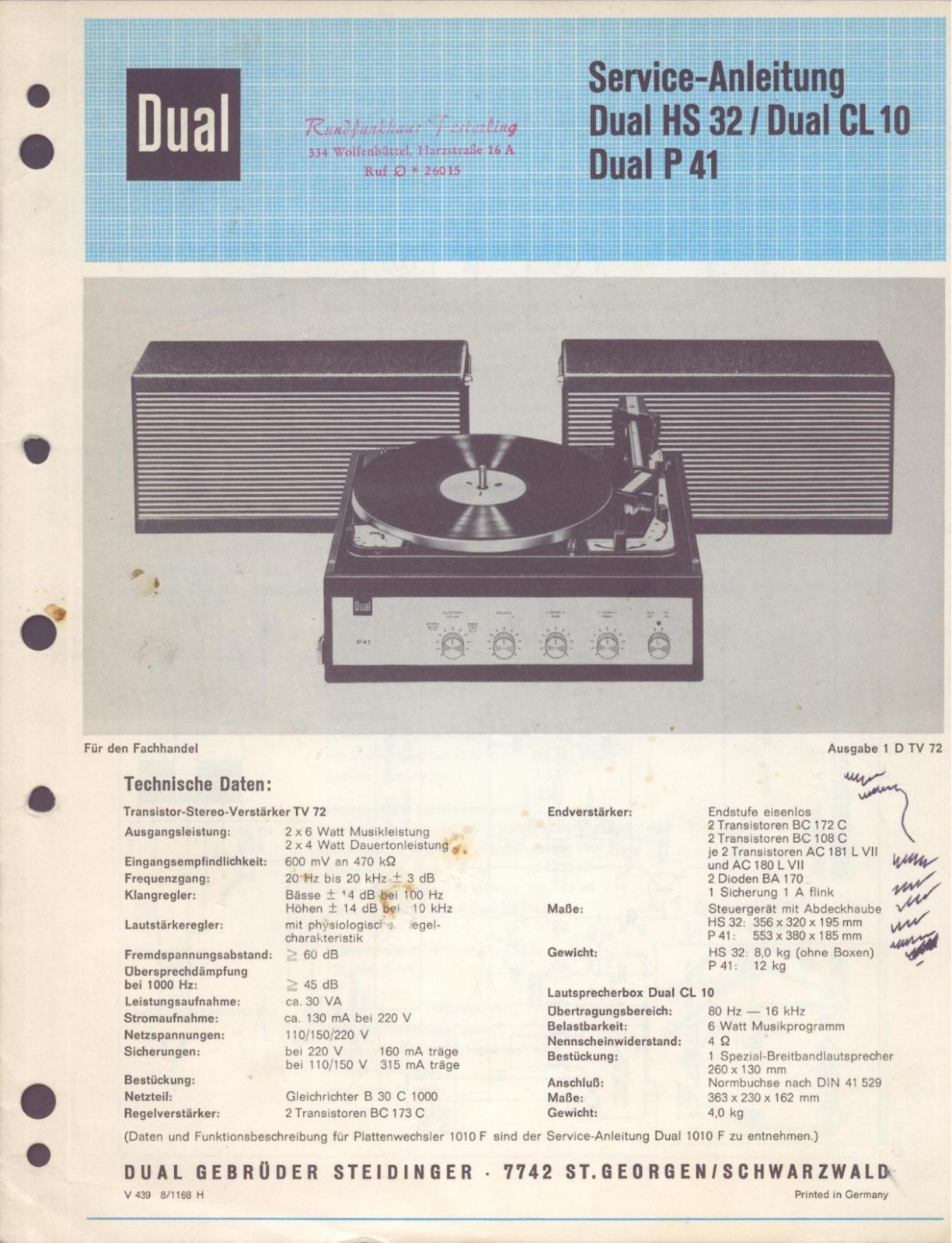 Dual P-41 Service Manual