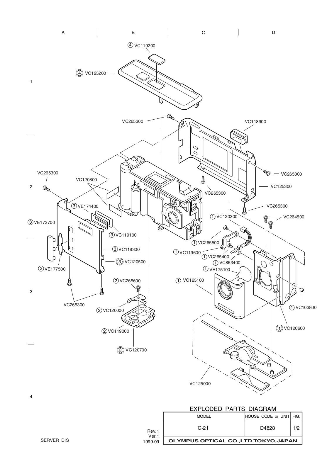 OLYMPUS C-21 Parts List