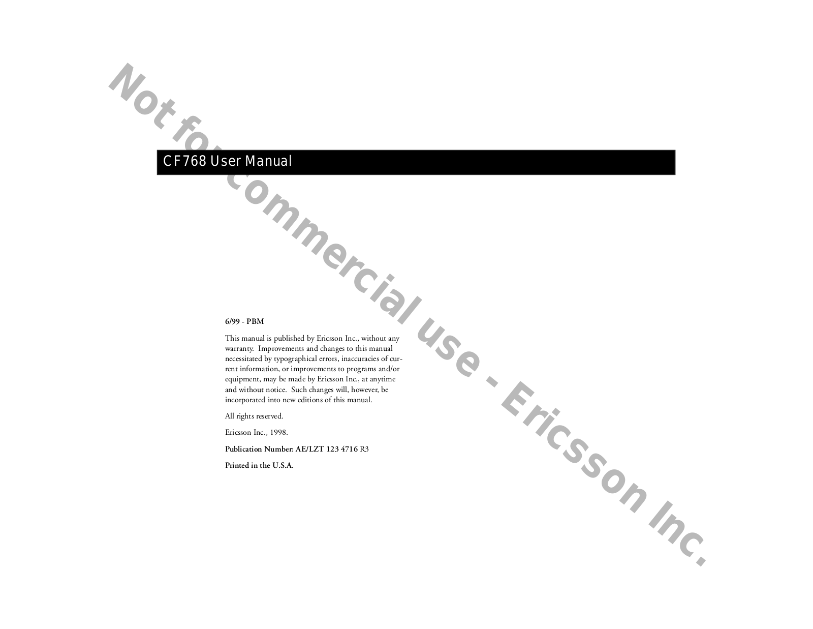 Ericsson CF768 User Manual