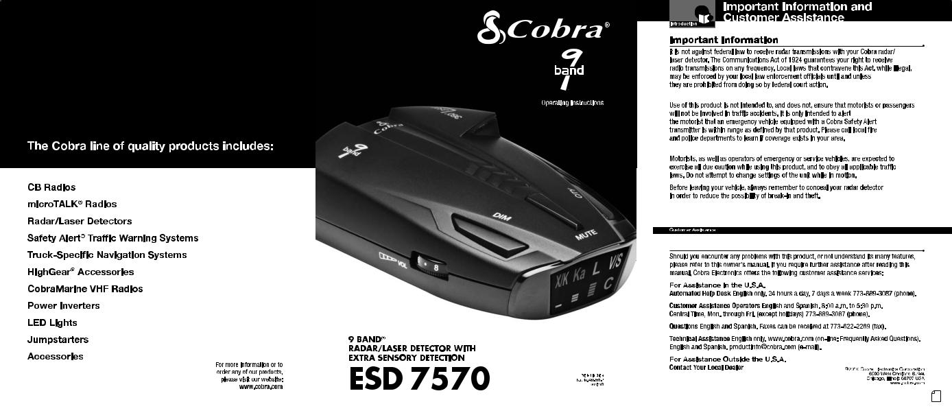 Cobra ESD 7570 Operation Manual