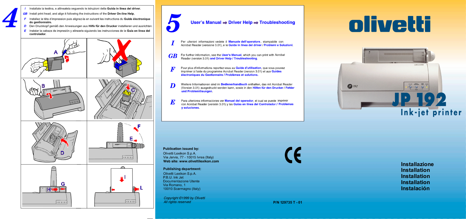 Olivetti JP 192 Installation Manual