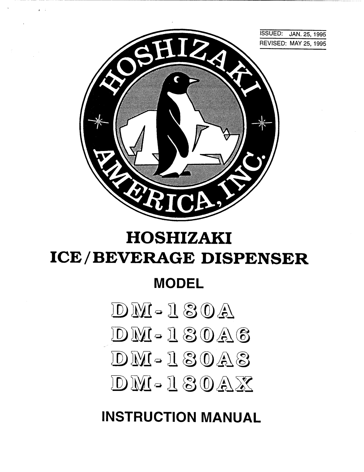 Hoshizaki DM-180A8, DM-180A6, DM-180AX, DM-180A User Manual