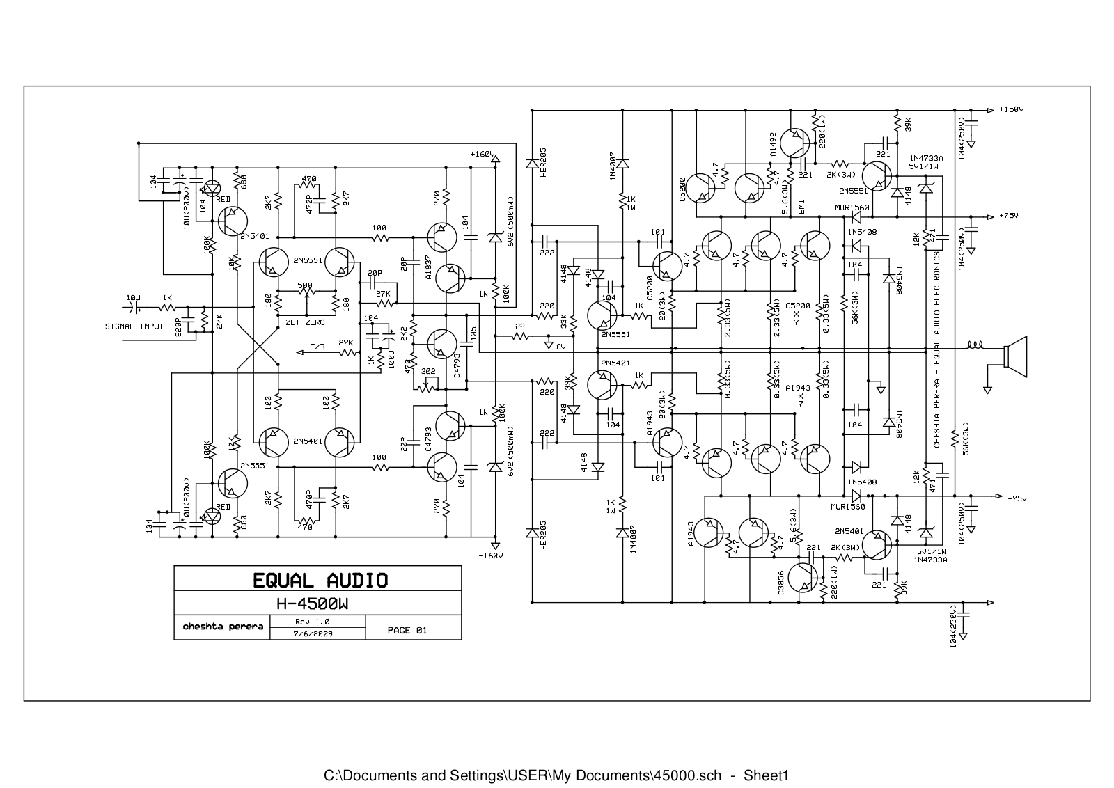 Equal Audio H4500 Schematic