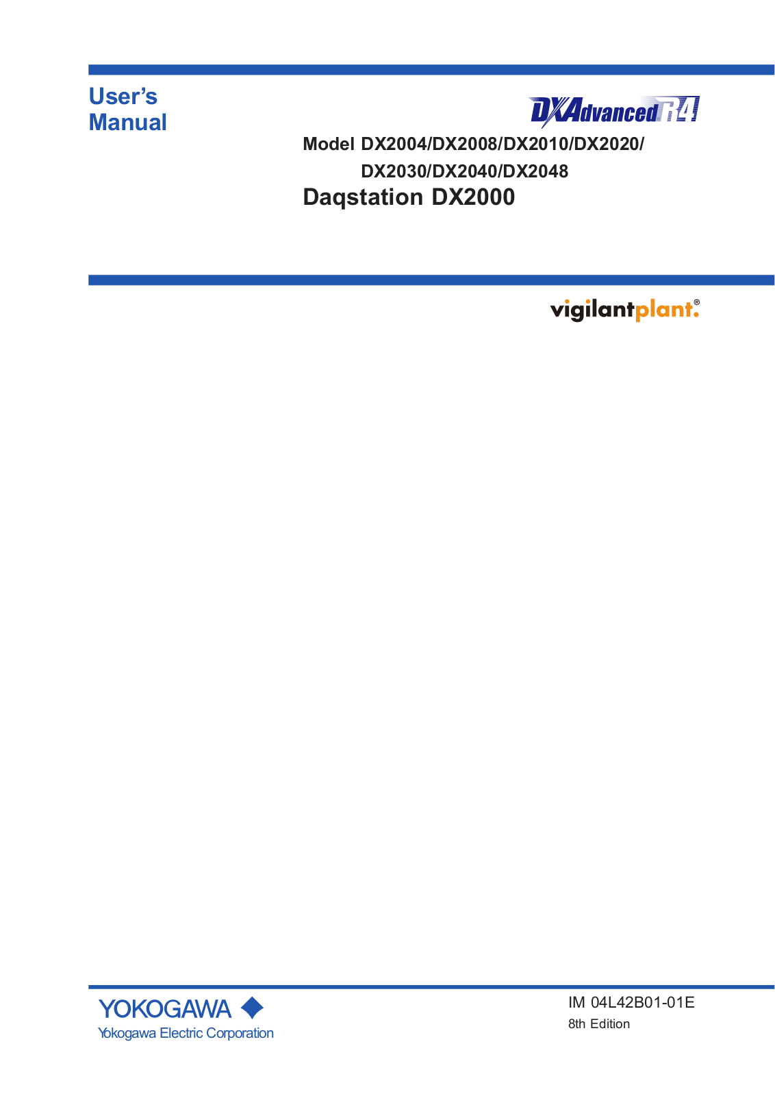 YOKOGAWA Daqstation DX2048, Daqstation DX2030, Daqstation DX2040, Daqstation DX2004, Daqstation DX2008 User Manual