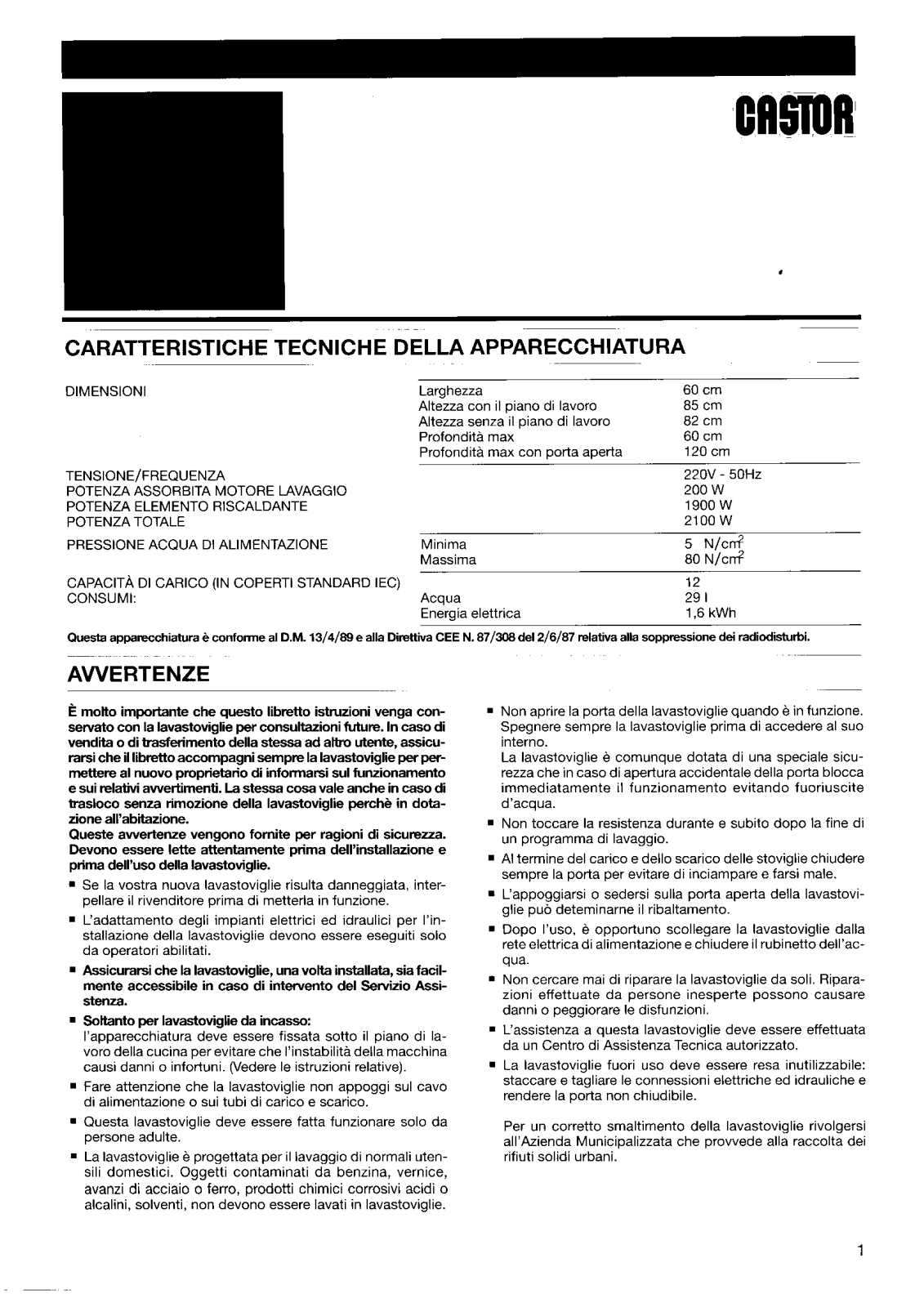 Castor CS160 Instructions Manual