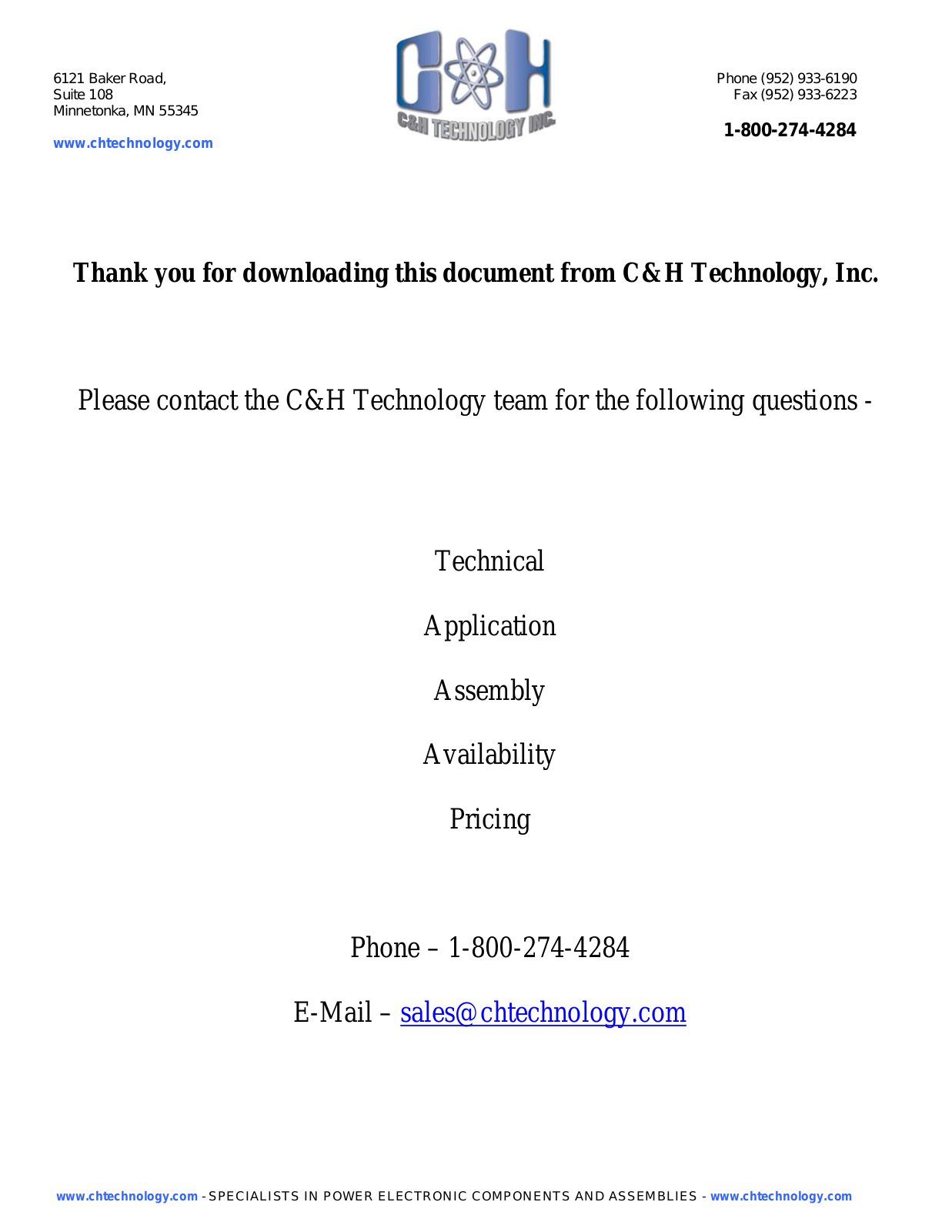 Datasheet CH8001 Datasheet (C&H Technology) - ManualMachine.com