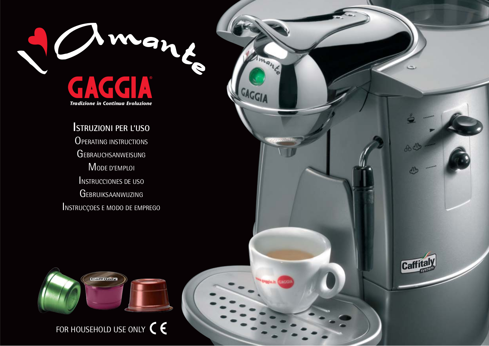 GAGGIA AMANTE OPERATING INSTRUCTIONS