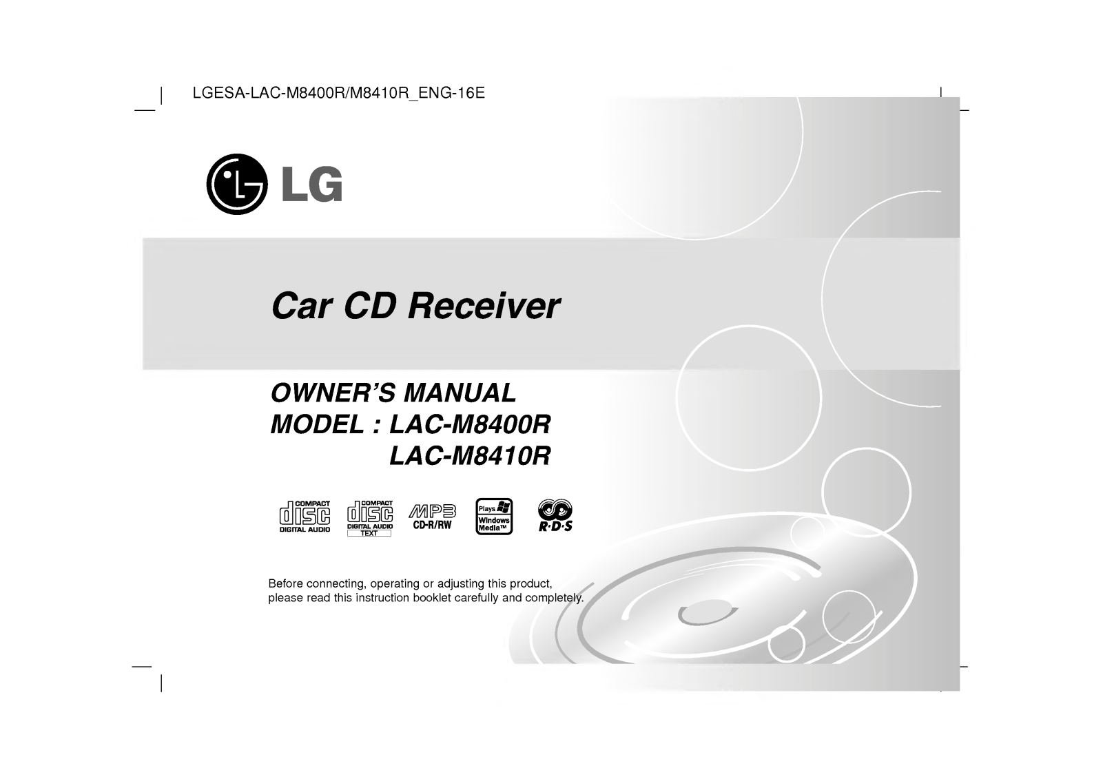 LG LAC-M8410R, LAC-M8400R User Manual