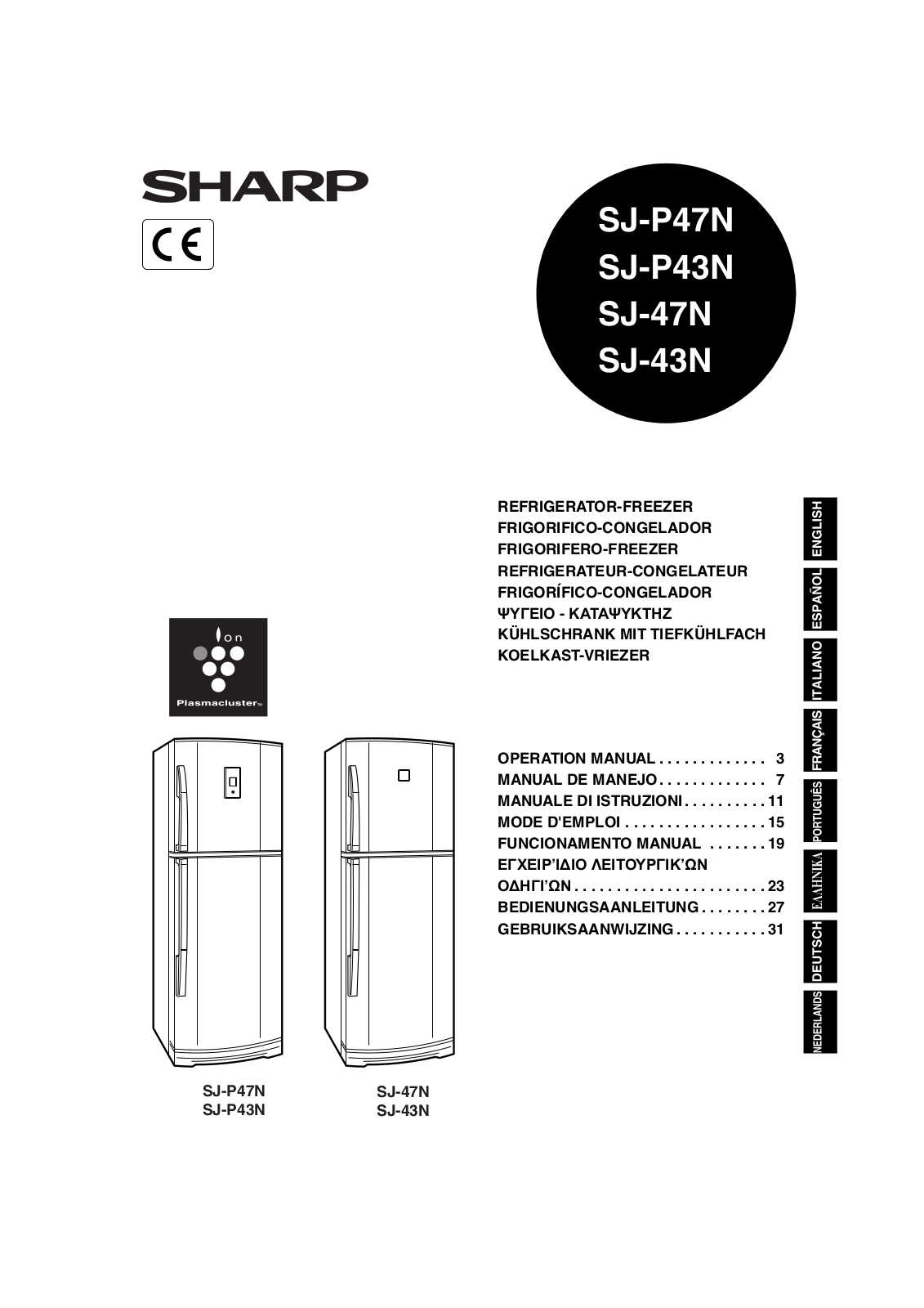 SHARP SJ-P43N, SJ-P47N, SJ-43N, SJ-47N User Manual