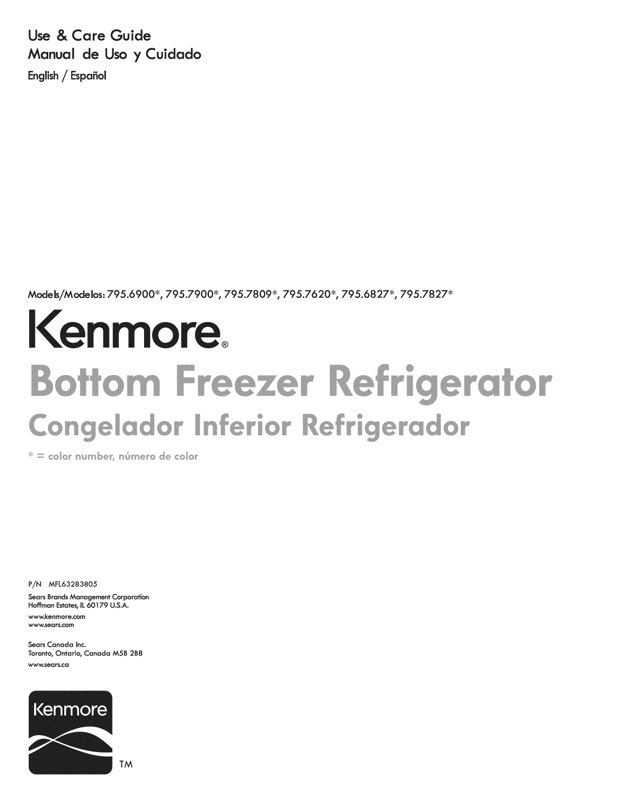 Kenmore 79576202901, 79576203901, 79576204901, 79576209901, 79578092901 Owner’s Manual