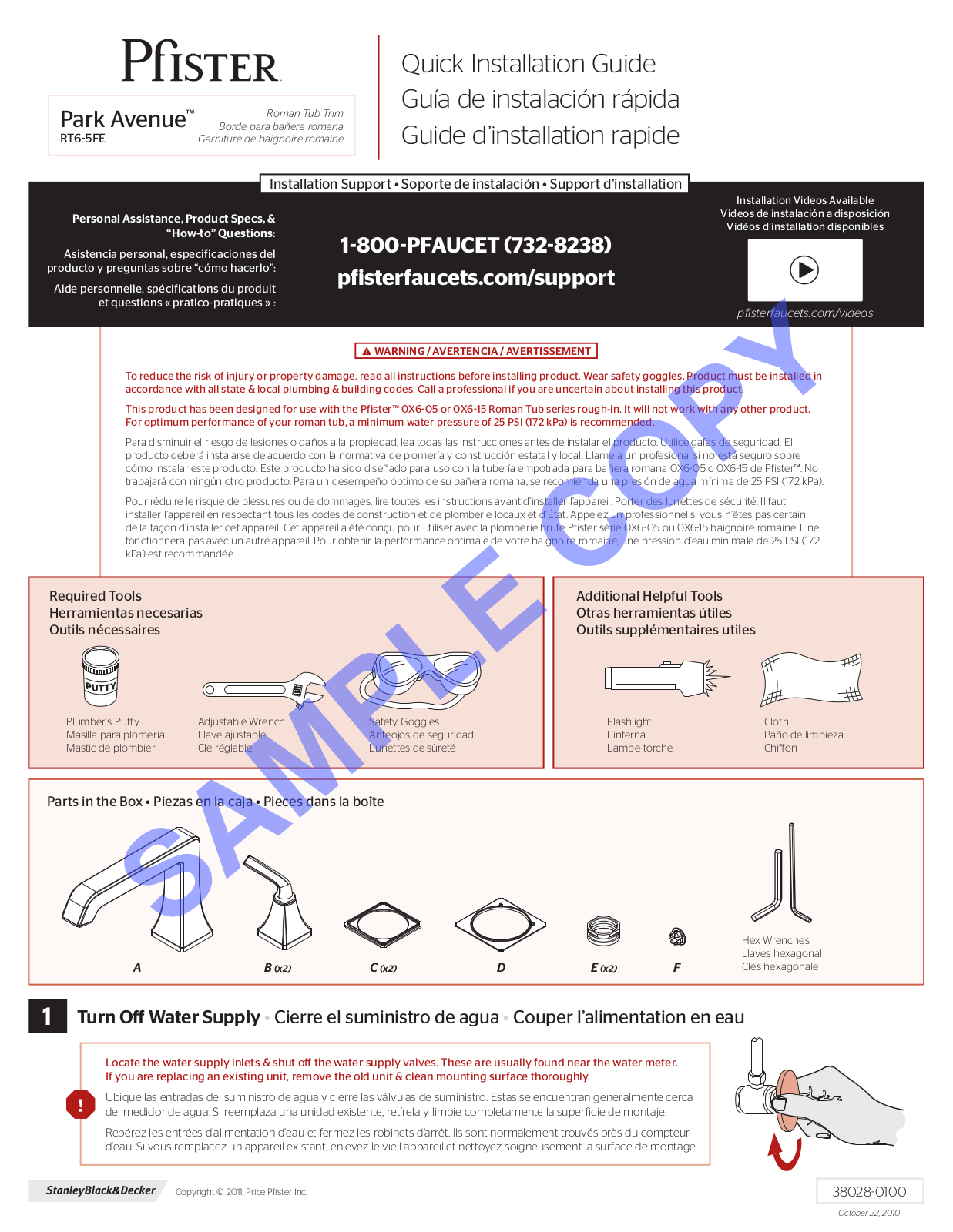 Pfister RT6-5FEK User Manual