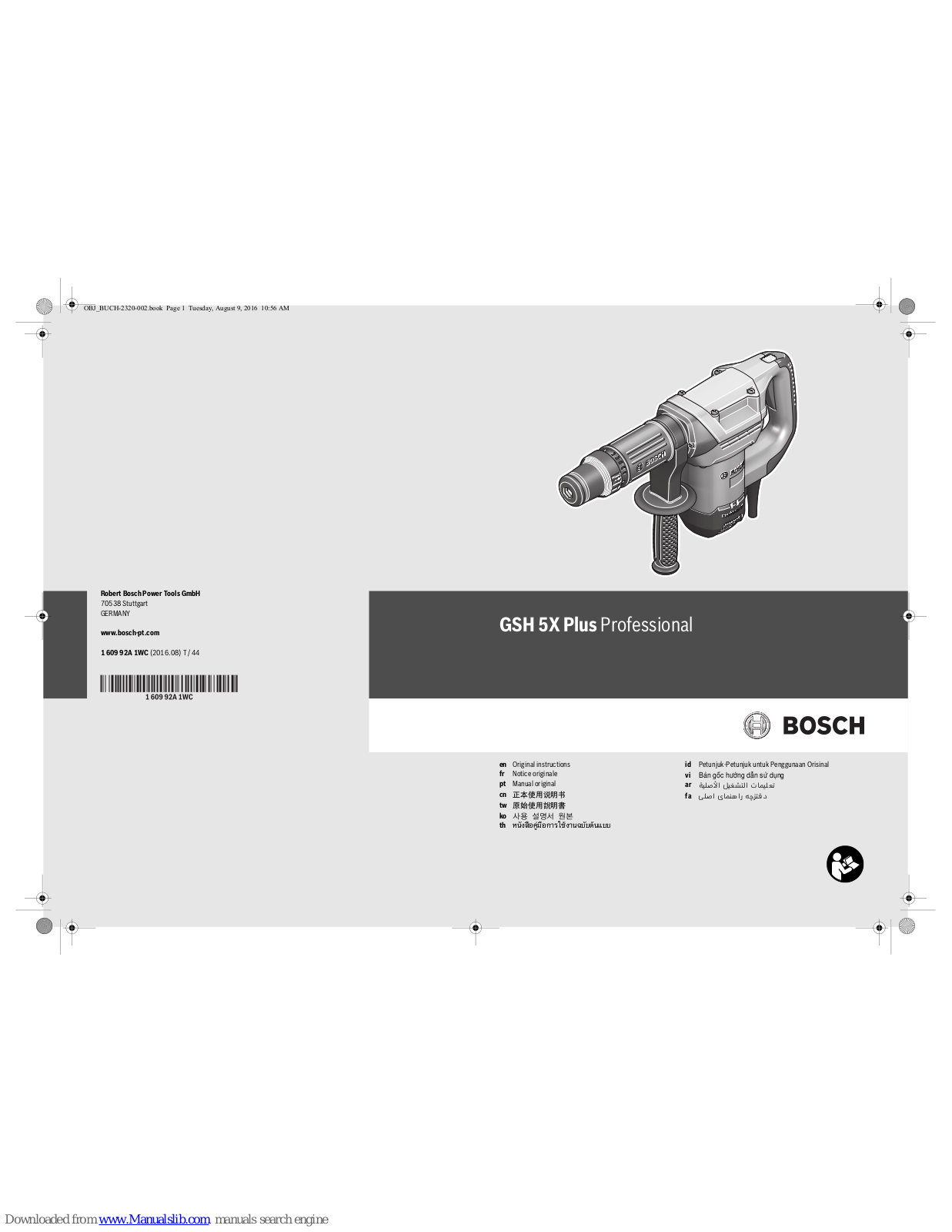 Bosch GSH 5X Plus Professiona Original Instructions Manual