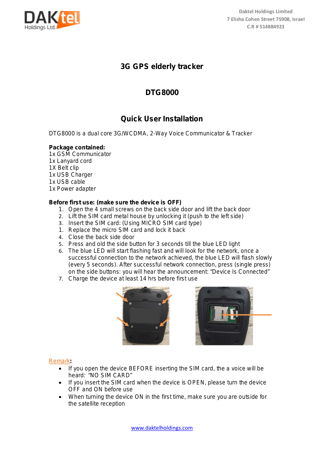 Daktel DTG8000 User Manual