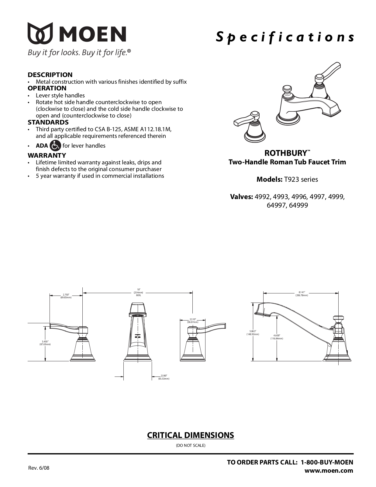 Moen T923 User Manual - ManualMachine.com