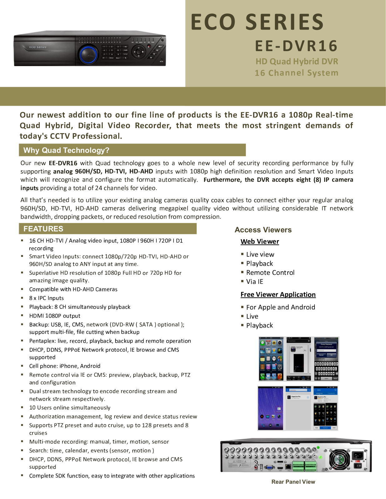 Ikegami EE-DVR16 Specsheet